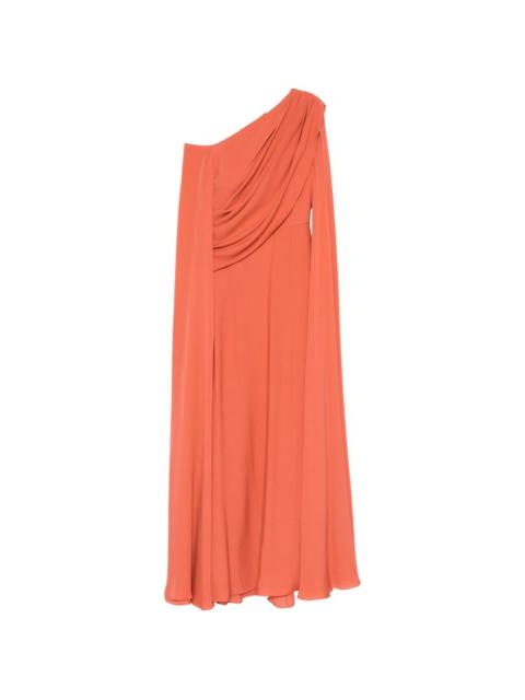 Double Georgette draped one-shoulder maxi dress
