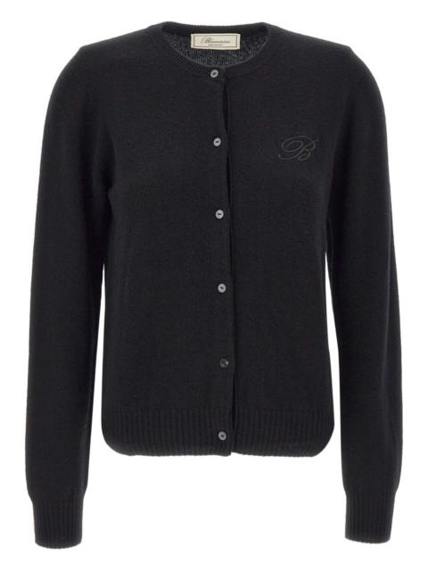 embroidered logo button cardigan