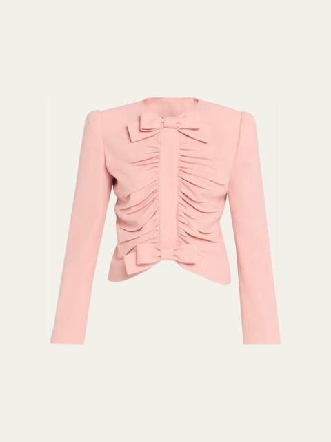 Metallic Floral Jacquard Cowl-Neck Top