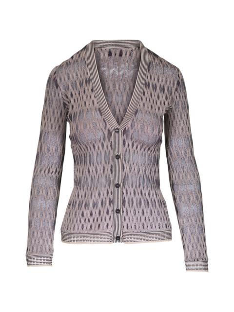 textured V-neck cardigan