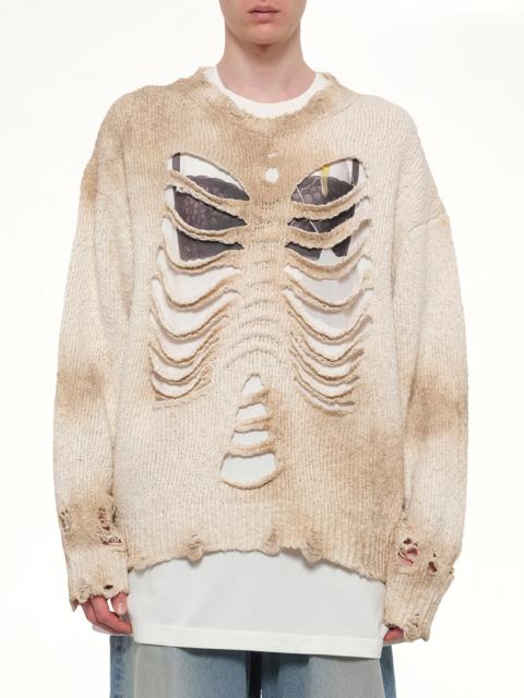Rib & Spine Knit Pullover in Ivory