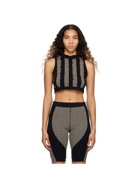 Black Crinkled Tank Top