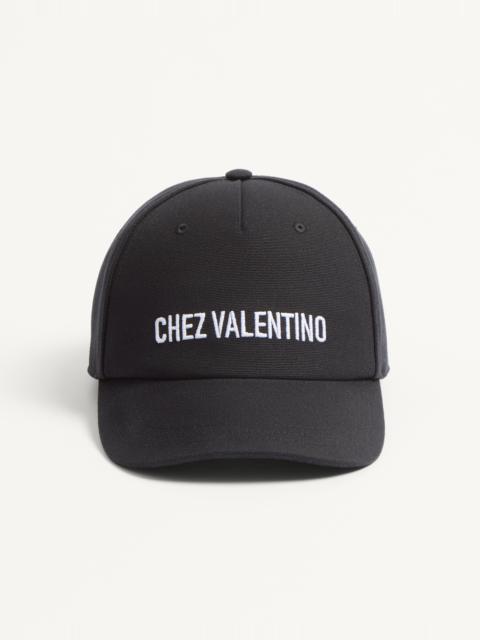 CHEZ VALENTINO COTTON BASEBALL CAP WITH EMBROIDERY