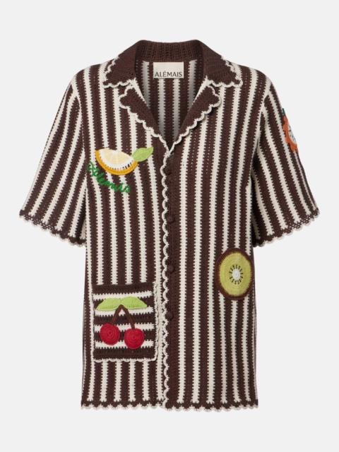 Sundae crochet cotton bowling shirt