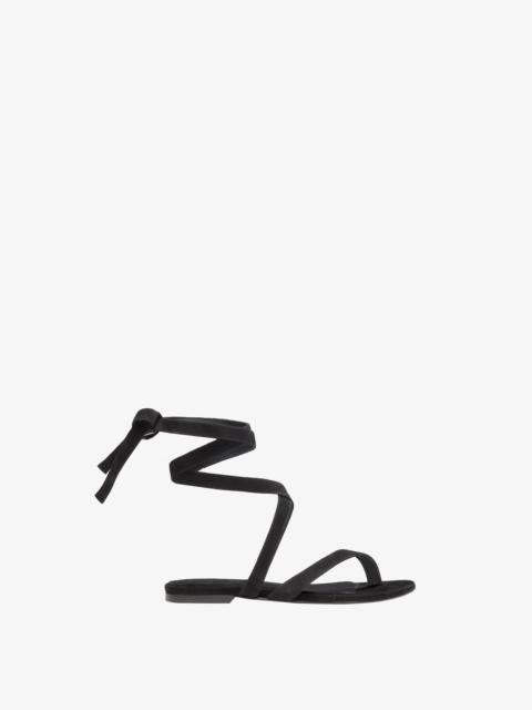 Tee Strappy Flat Sandals in Kid Suede