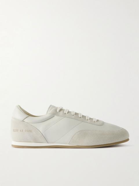 Minimal Runner Suede-Trimmed Leather Sneakers White