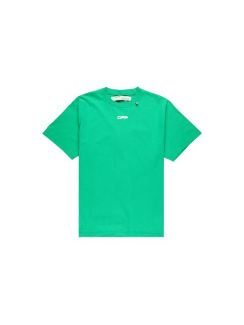 Men's Off-White Caravaggio Square Back Printing Short Sleeve Loose Version Green o Virgil Abloh Tee 