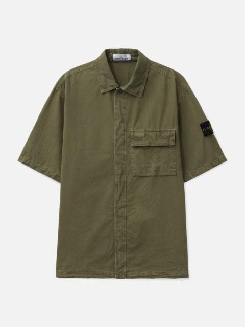 BRUSHED ORGANIC COTTON CANVAS 'OLD' EFFECT SHIRT