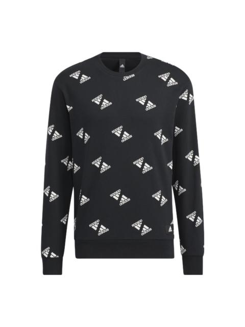 adidas Fi Bp1 Aop Swt Full Print Logo Sports Round Neck Pullover Black HE7447