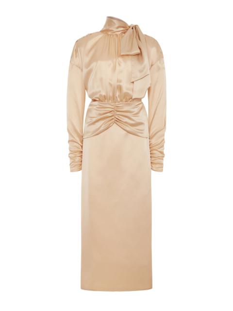 OPEN BACK SILK SATIN DRESS