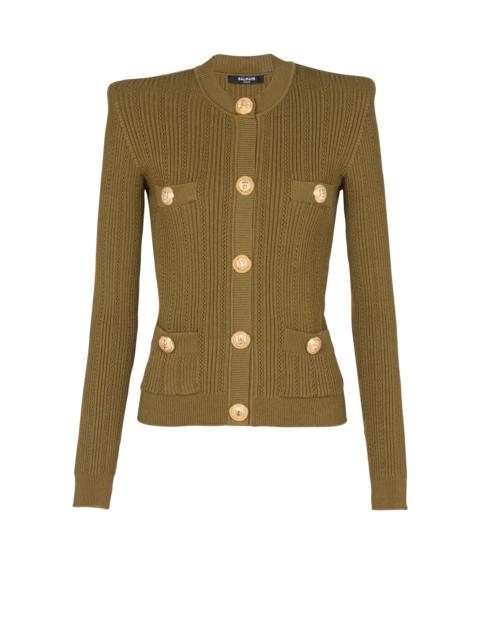 Knit cardigan with gold buttons