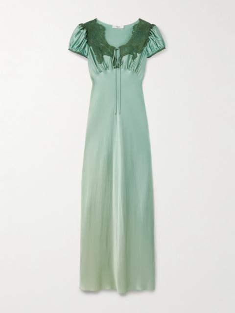 Lace-trimmed Silk-satin Gown