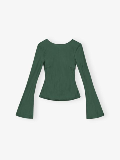 GREEN SATIN BLOUSE
