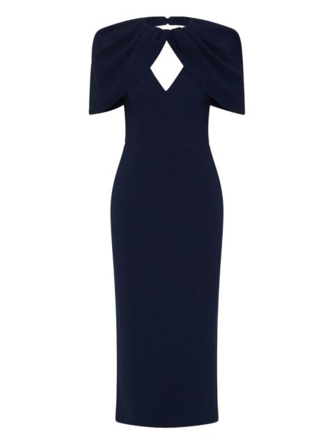 petal-sleeve draped midi dress