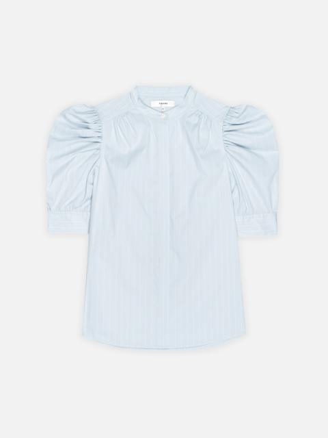 The Gathered Top in Light Chambray Multi
