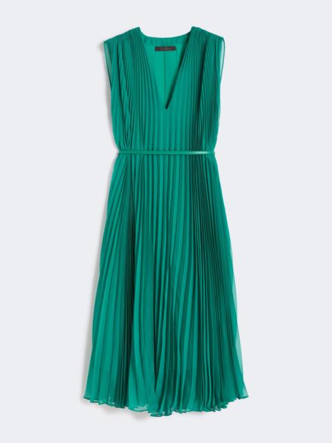 Plissé-pleated chiffon dress - GREEN