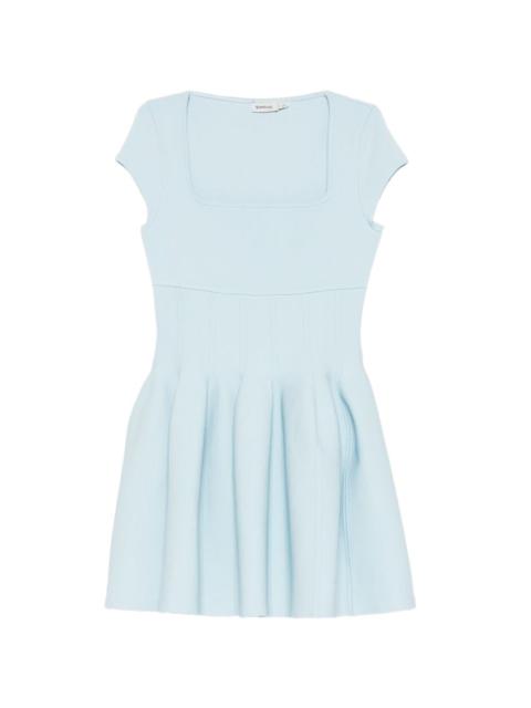 square-neck flared mini dress