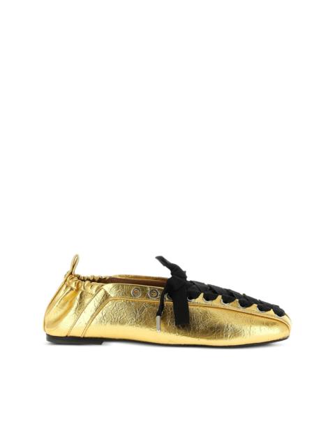 lace-up ballet flats