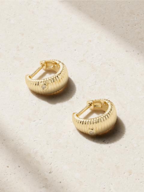 9-karat Gold Diamond Hoop Earrings