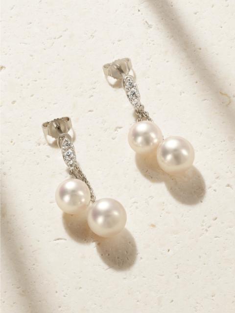 18-karat White Gold, Diamond And Pearl Earrings