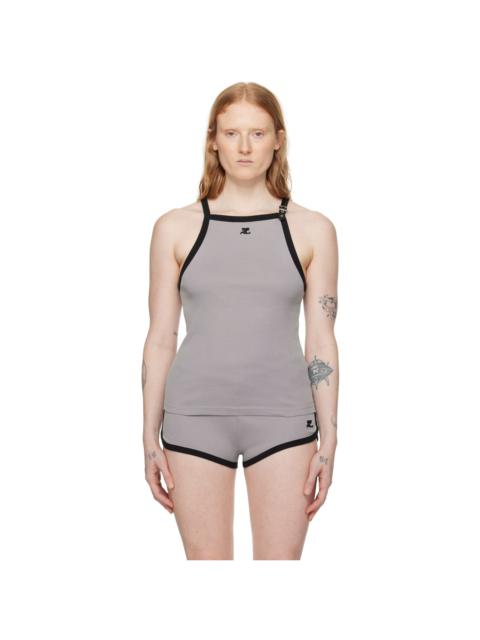 Gray Buckle Contrast Tank Top