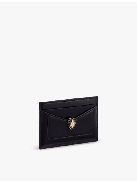 Serpenti Forever snakehead-embellished leather card holder