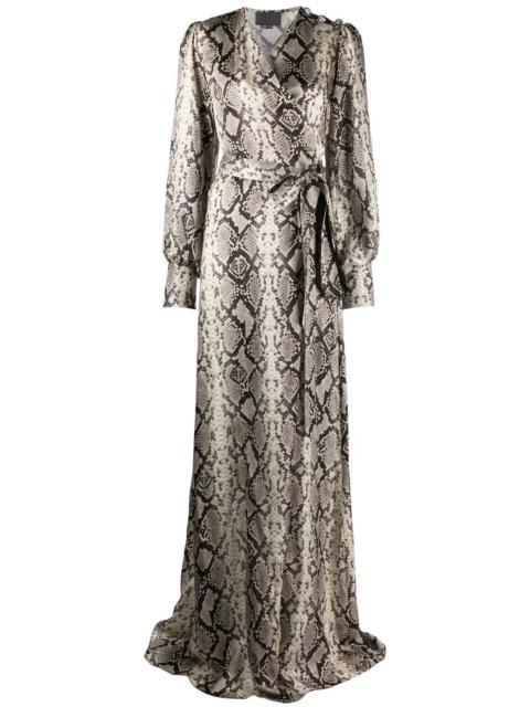 Python-print silk long dress