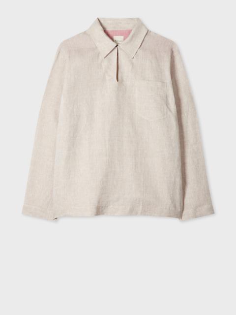 Oatmeal Linen Oversized Pop-Over Shirt