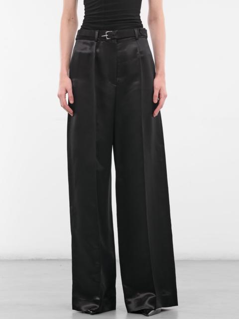 Black Liquid Satin Wide Trousers