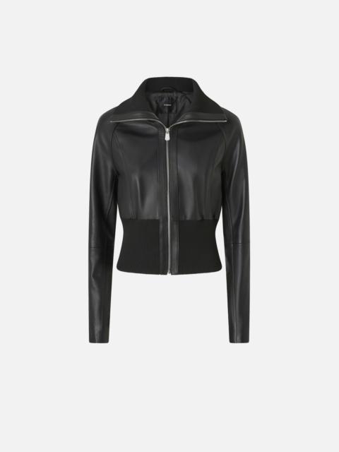 SHORT NAPPA LEATHER AND KNIT JACKET