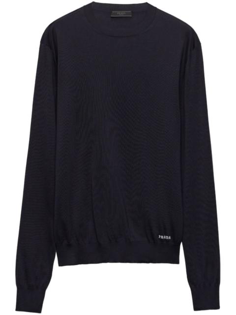 crew-neck silk jumper