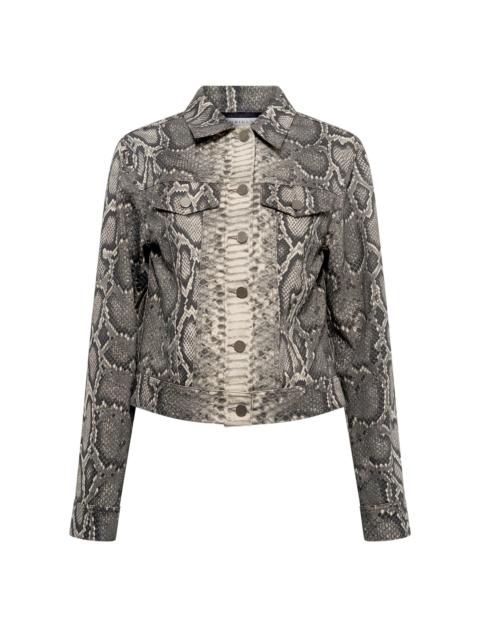 Bronte Snake-Printed Denim Jacket grey