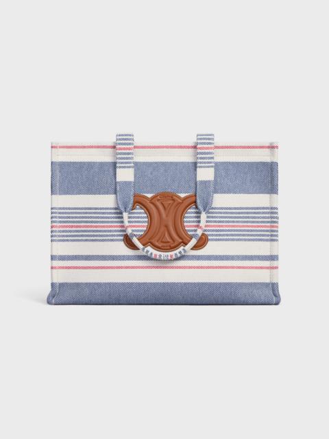 Large Cabas Thais in STRIPED TEXTILE AND CALFSKIN