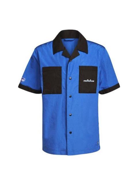 adidas originals MENS TGP SS Logo Printed Motorcycle Short Sleeve Shirt Blue HA4744