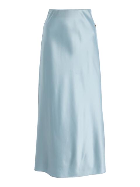Camila Stretch-Silk Midi Skirt blue