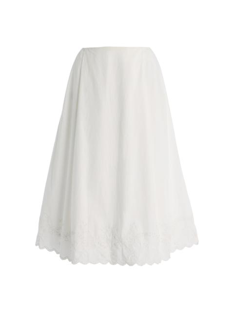 Exclusive Lois Broderie Anglaise Cotton Midi Skirt white