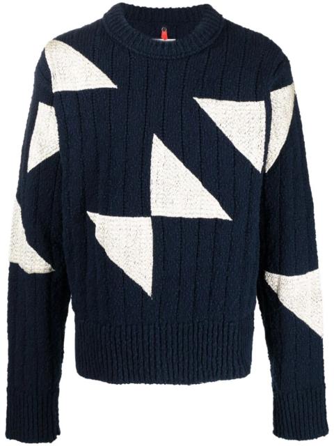 geometric crew-neck jumper