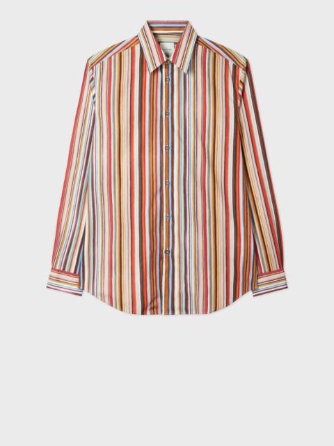 'Painted Signature Stripe' Print Cotton Shirt