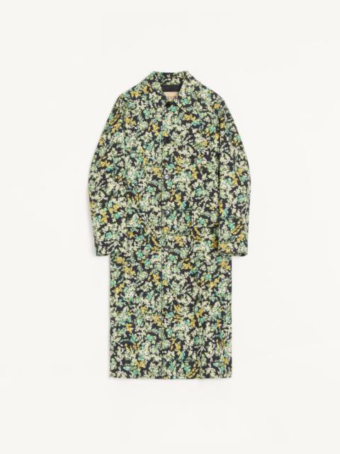 VALENTINO SINGLE-BREASTED COAT IN COTTON DRILL WITH PAPIER FLORAL PRINT