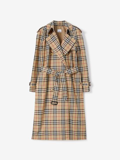 Check Cotton Gabardine Trench Coat