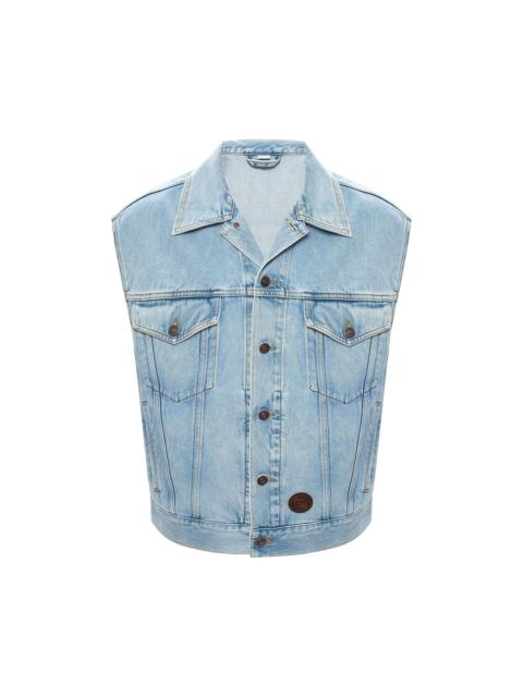 Stone-bleached denim vest