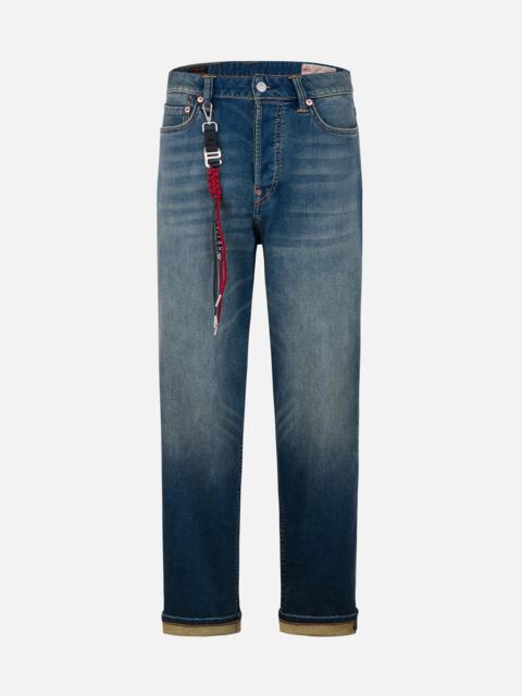 Seagull Embroidery with Hand-Woven Lanyard Relax Straight Fit Jeans #2030