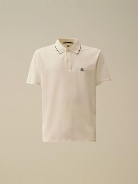 Stretch Piquet Short Sleeve Striped Collar Polo