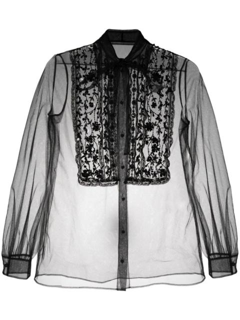 lace-embroidered sheer top