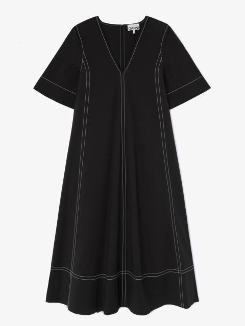 BLACK COTTON A-LINE DRESS