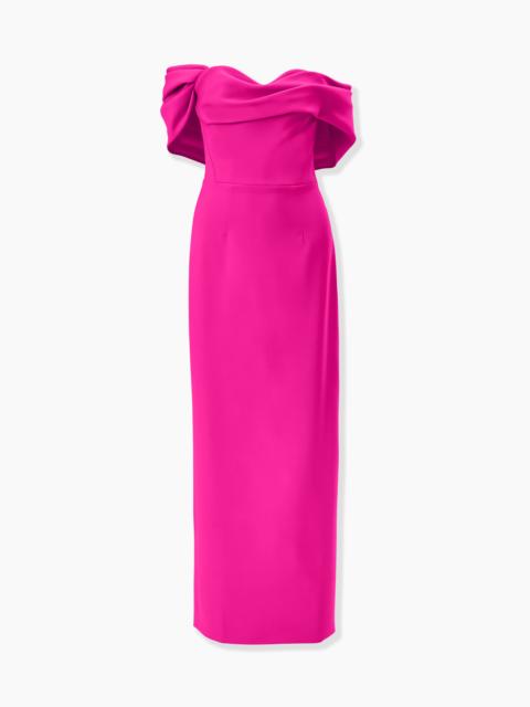 Draped Off-Shoulder Column Gown