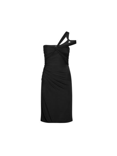 ONE SHOULDER TWIST FRONT COCKTAIL DRESS