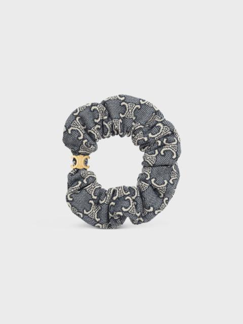 Celine Jacquard Triomphe Scrunchy in Cotton, Polyester, Polyamide and Brass with Gold Finish