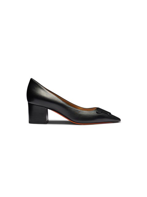 Women's black leather mid-heel Santoni Sibille pump