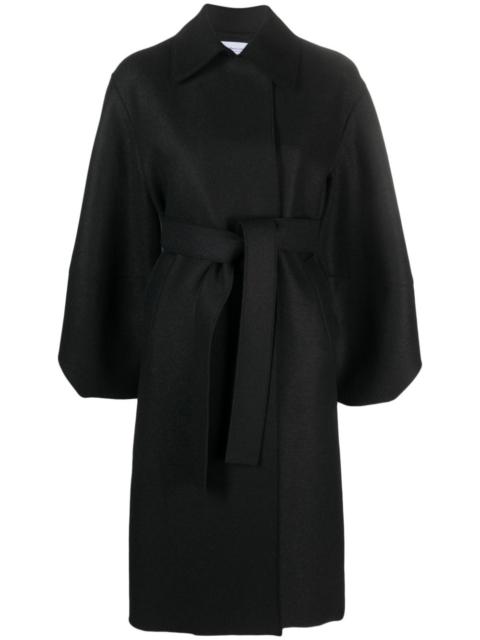 tied-waist virgin-wool coat